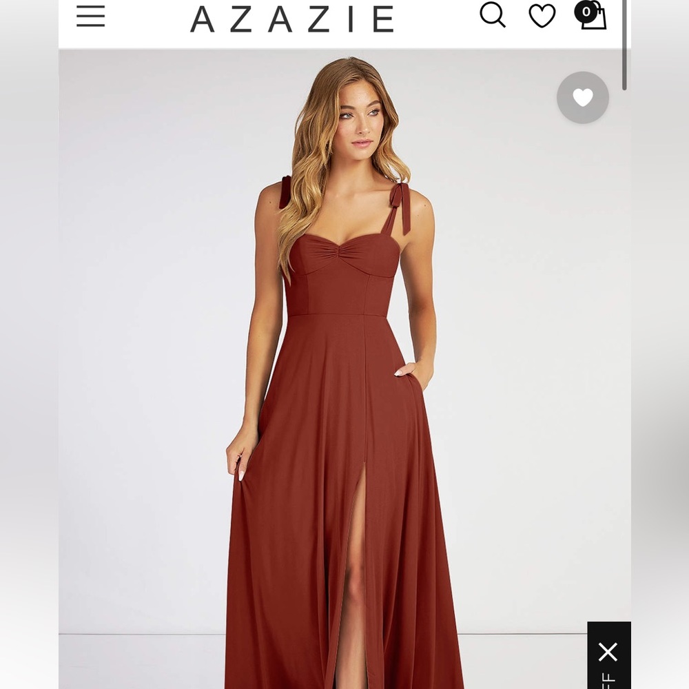 Azazie A-Line sweetheart neckline dress in terracotta (light burgundy).
